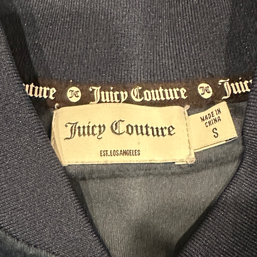 Juicy Couture Blue Velour Bomber Jacket Y2K - Picture 2 of 7